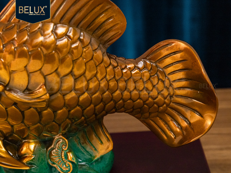 Tượng Cá Rồng bằng đồng decor 36x15x19.5cm